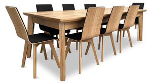 Zestaw mebli: Stół rozkładany, stół dębowy 250/100 + 3x50 cm LUIS Max w stylu LOFT + 8 krzeseł Luka