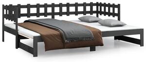 Łóżko rozsuwane, szare, 2x(80x200) cm, lite drewno sosnowe