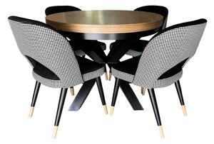 ZESTAW MEBLI: Stół okrągły LOFT 100 + 2x50 cm + 4 krzesła KW112 Pepitka