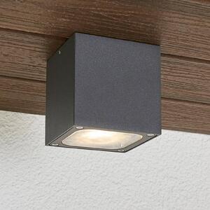 Lampa sufitowa LED Lucande Tanea, 10x10 cm, ciemnoszara, IP54 Tanea, aluminiowy / szary / cynkowy, aluminium, nowoczesny