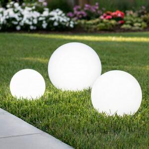 Lampy solarne LED Lindby Lago, zestaw 3, kule, szpikulec, biały Lago, biały / opal, tworzywo sztuczne, nowoczesny