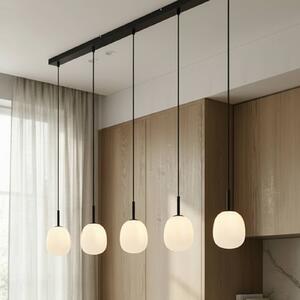 Lampa wisząca szklana Etiena Lindby, możliwość ściemniania, czarny, salon / jadalnia, szkło, nowoczesny