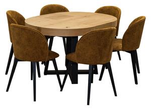 Stół rozkładany SJ971 100 + 40 cm i 6 krzeseł Cross w stylu loft