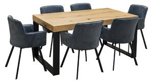 Designerski Stół rozkładany SJ51 140/80 + 40 cm + 6 krzeseł KW101