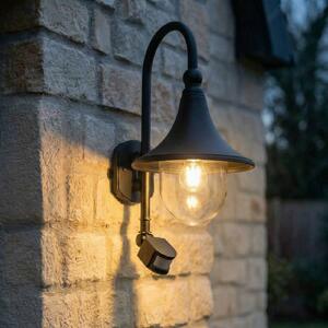 Lampa zewnętrzna z czujnikiem ruchu Daphne Lindby, możliwość ściemniania, czarny, aluminium, nowoczesny