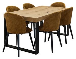 ZESTAW MEBLI: Designerski Stół SJ51 140/80 + 40 cm wkładka + 6 krzeseł Cross