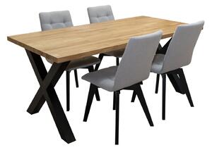 ZESTAW MEBLI: Stół nierozkładany 160x90cm industrialny Carbon + 4 krzesła KW110 tapicerowane