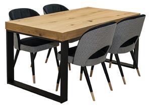 Stół rozkładany SJ51 160/90 + 40 cm wkładka + 4 krzesła KW 112 Pepitka