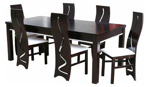 ZESTAW MEBLI: Stół rozkładany 160/88 cm + 40 cm wkładka SJ08 + 6 Krzeseł KJ84