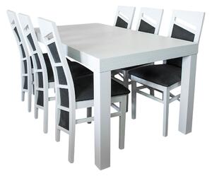 ZESTAW MEBLI: Rozkładany Stół BASIA 160 cm + 2x40 cm + 6 Krzeseł MARIKA