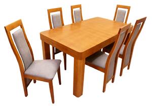 ZESTAW MEBLI: Stół BORYS 160/90 + 2x40 cm + 6 Krzeseł BASIA