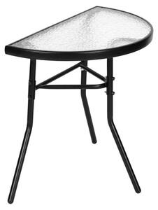 MultiGarden SC-090 Půlkruhový skleněný zahradní stolek, 70 x 64 x 43 cm, černý