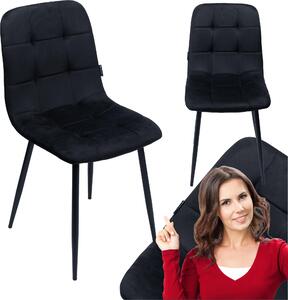 Krzesło tapicerowane welurowe do salonu jadalni velvet loft czarny