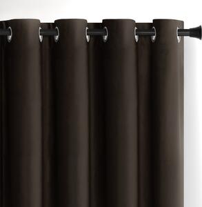 Brązowa aksamitna zasłona częściowo zaciemniająca (dimout) 140x270 cm Eyelets – Restilo