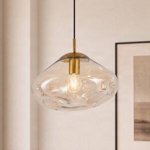 Lampa wisząca szklana Lelia Lindby, możliwość ściemniania, kremowy / amber, salon / jadalnia, szkło, design