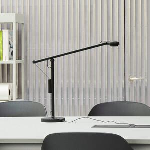 HAY Lampa biurkowa LED Fifty-Fifty, możliwość ściemniania, czarny, biuro, aluminium, design