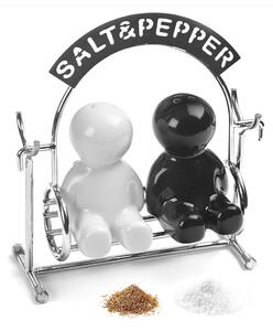 Solniczka i pieprzniczka ze stojakiem Salt & Pepper – Balvi