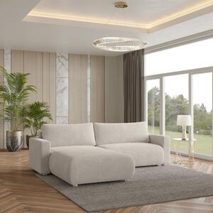 Masseno Narożnik TURIN z funkcją spania i pojemnikiem na pościel Narozniki L, Rozkładana sofa - Kremowy, NOW OR NEVER 02
