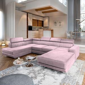 Masseno Narożnik SIENA z funkcją spania i pojemnikiem na pościel Narozniki U, Rozkładana sofa - Wrzosowy, MONOLITH 62