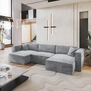 Masseno Narożnik SARMO z funkcją spania i pojemnikiem na pościel Narozniki U, Rozkładana sofa - Jasnoszary, MONOLITH 84