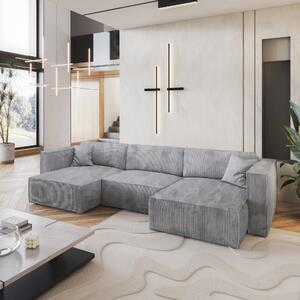 Masseno Narożnik SARMO z funkcją spania i pojemnikiem na pościel Narozniki U, Rozkładana sofa - Jasnoszary, POSO 55