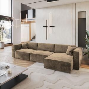 Masseno Narożnik TOLMO z funkcją spania i pojemnikiem na pościel Narozniki L, Rozkładana sofa - Beżowy, MONOLITH 09