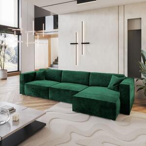 Masseno Narożnik TOLMO z funkcją spania i pojemnikiem na pościel Narozniki L, Rozkładana sofa - Butelkowa zieleń, MONOLITH 37