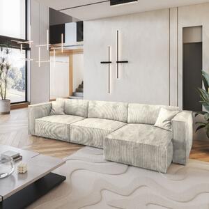 Masseno Narożnik TOLMO z funkcją spania i pojemnikiem na pościel Narozniki L, Rozkładana sofa - Kremowy, POSO 100