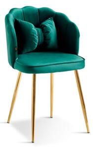 EMWOmeble Krzesło Glamour muszelka DC-6091 zielone, złote nogi