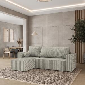 Masseno Narożnik RAVELO z funkcją spania i pojemnikiem na pościel Narozniki L, Rozkładana sofa - Jasnoszary, TILIA 83