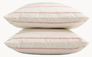 Komplet poszewek na poduszki z perkalu bawełnianego Cream + Antique Pink Stripes, 2 elem