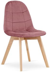 Ciemnoróżowe krzesło drewniane tapicerowane welurem - Kiraz 3X