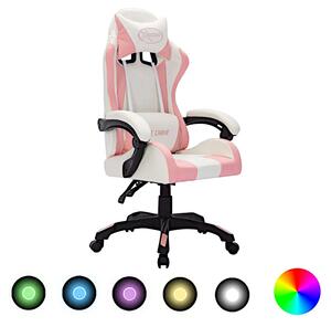 Biało-różowy fotel gamingowy z diodami LED - Centuri 3X