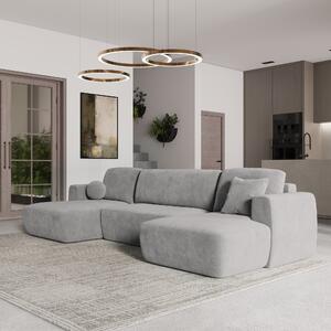 Masseno Narożnik SENTUM z funkcją spania i pojemnikiem na pościel Narozniki U, Rozkładana sofa - Jasnoszary, PAROS 05
