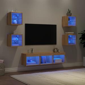 7-częściowy zestaw mebli TV z LED, dąb sonoma