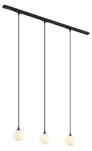 Nowoczesny system szynowy czarny z 3 lampami wiszącymi białymi 1-fazowy - Iconic Perle