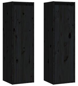 Szafki ścienne, 2 szt., czarne, 30x30x100 cm, drewno sosnowe