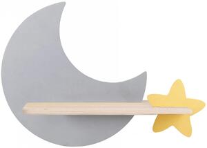 Szaro-żółta lampka ścienna księżyc do pokoju dziecięcego - K029-Buk