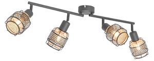 Designerska lampa sufitowa czarna ze złotem 4-światłowa owalna - Noud