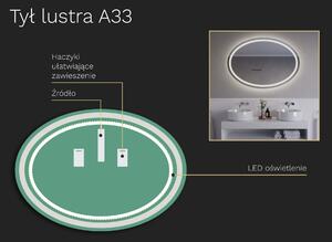 Owalne LED lustro do łazienki z oświetleniem A33 70x50