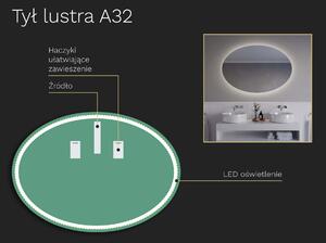 Owalne LED lustro do łazienki z oświetleniem A32 70x50