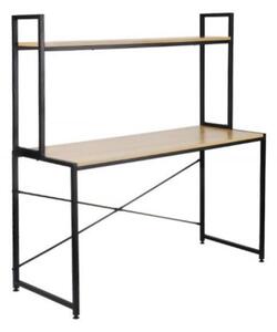 Biurko Modern S03 (48x116x140 cm), z nadstawką, proste, loftowe z drewnianym blatem