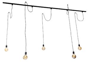 Nowoczesny system szynowy z 5 lampami wiszącymi czarny 1-fazowy - Iconic Cavalux Oswietlenie wewnetrzne