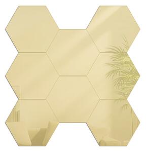 Lustro Ścienne Złote w Kształcie Hexagonu Hexagon Lustro Gold 8 Sztuk