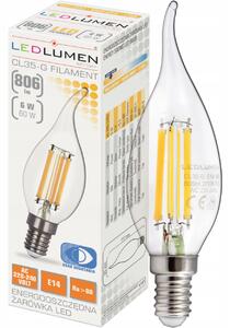 Żarówka LED E14 ŚWIECZKA 6W=60W Filament 806lm 360° Ciepła Biała Brak Migotania