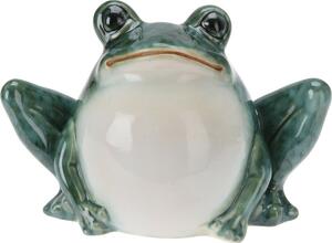 Dekoracja ogrodowa Siedząca żaba, porcelana, 13 x 9 x 7,5 cm
