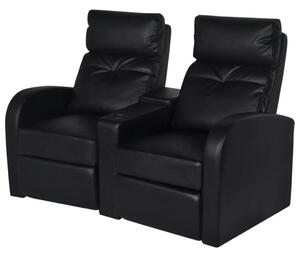 Fotele kinowe dla 2 osób, sztuczna skóra, czarne