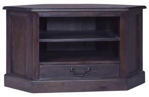 Narożna szafka TV, czarna, 80x40x49 cm, lite drewno mahoniowe