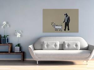 Banksy - Szczekający pies - nowoczesny obraz na płótnie - 120x80 cm