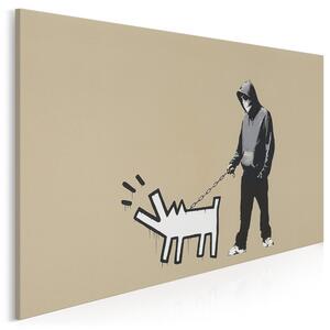 Banksy - Szczekający pies - nowoczesny obraz na płótnie - 120x80 cm